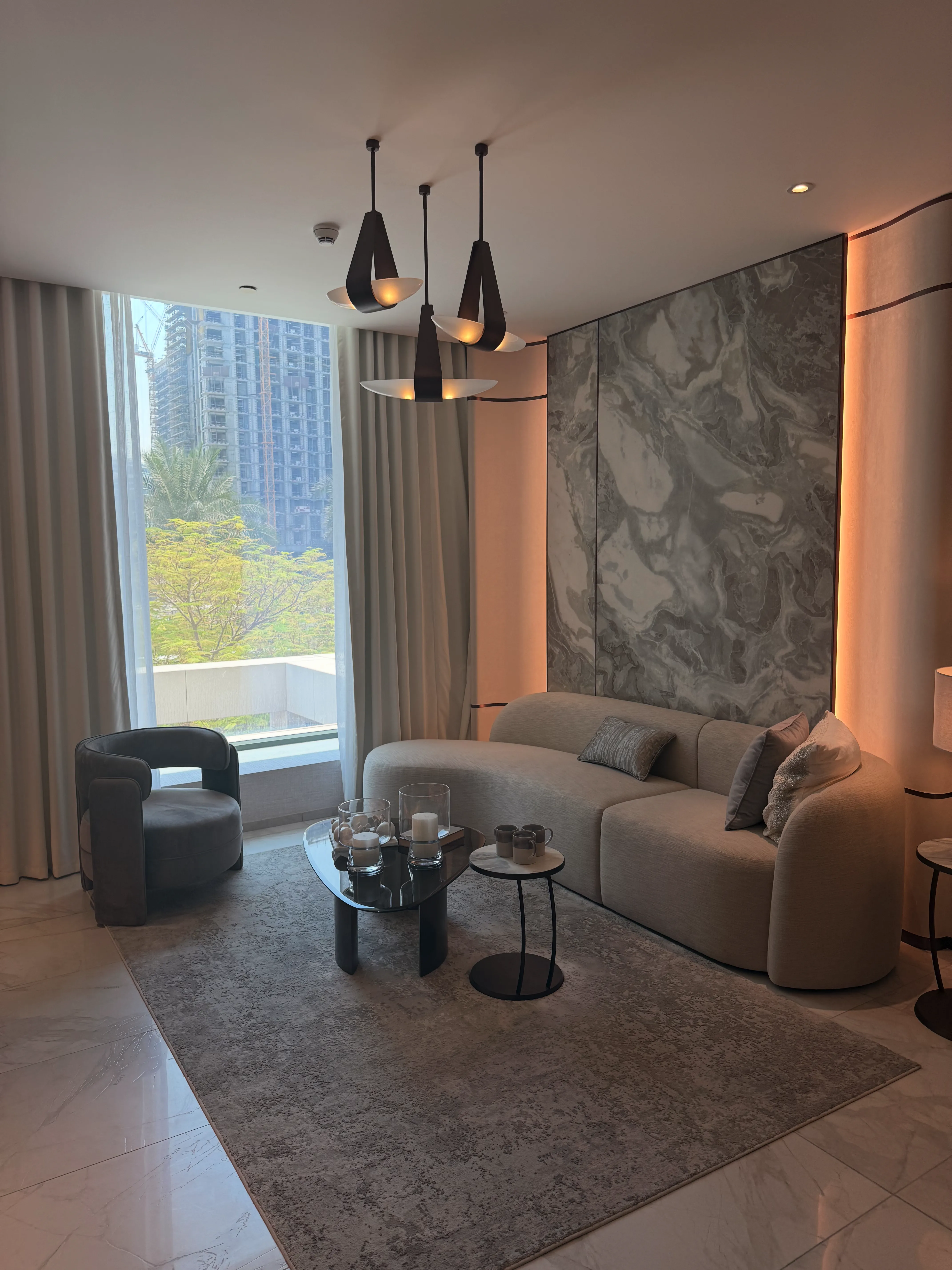 Obývací prostor apartmánu v Dubaji